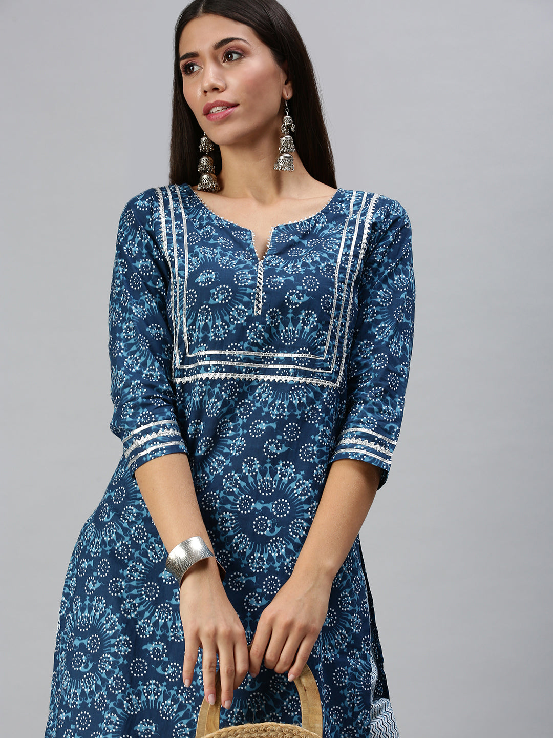 Women's Blue Printed Kurta Sets