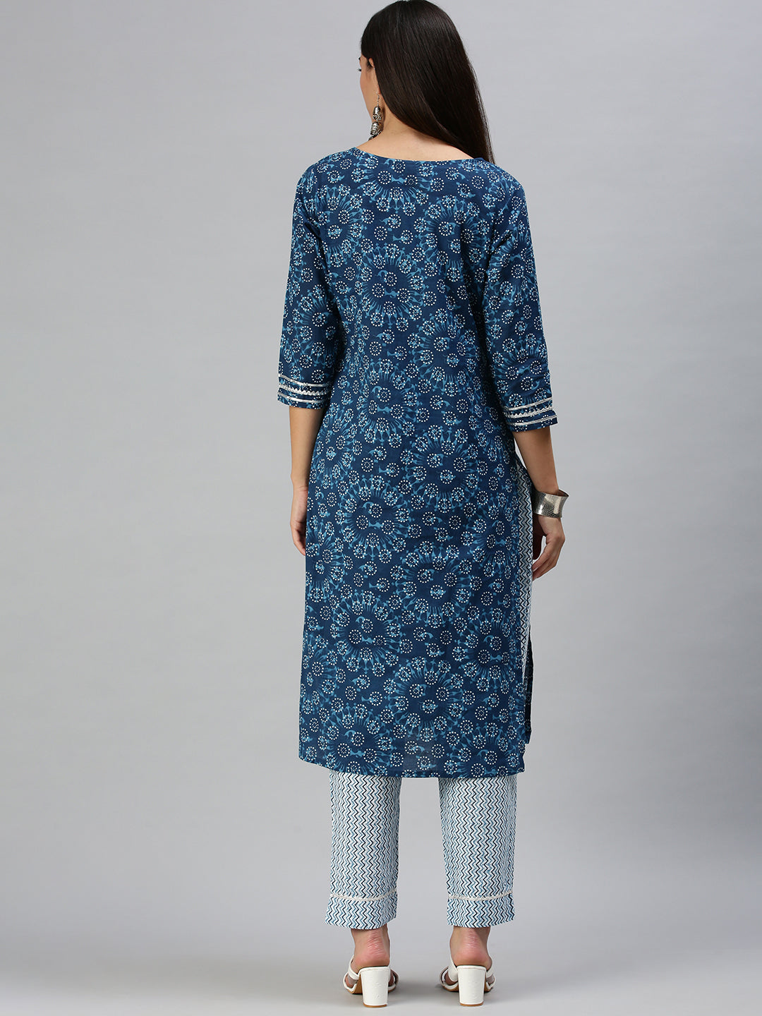 Women's Blue Printed Kurta Sets