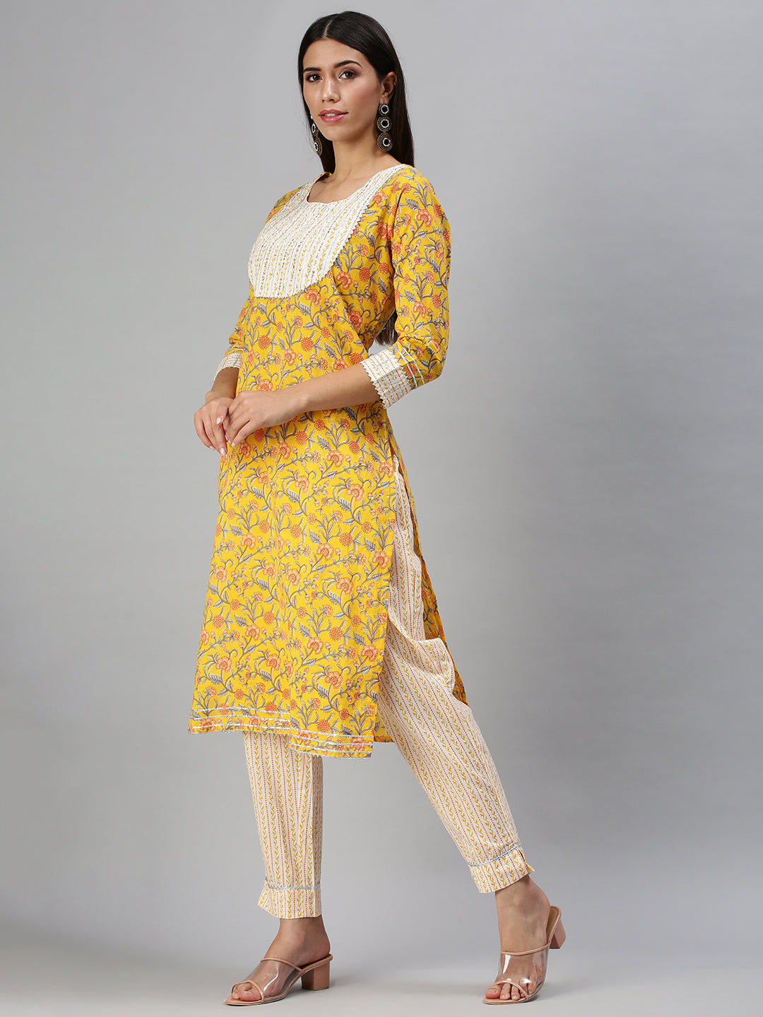 Women's Yellow Printed Kurta Sets