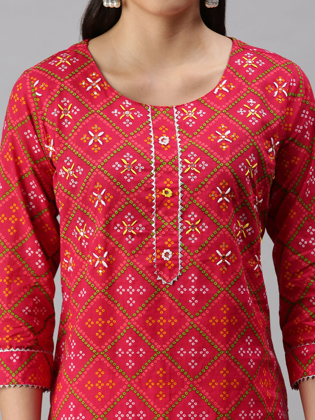 Women's Pink Printed straight Kurta