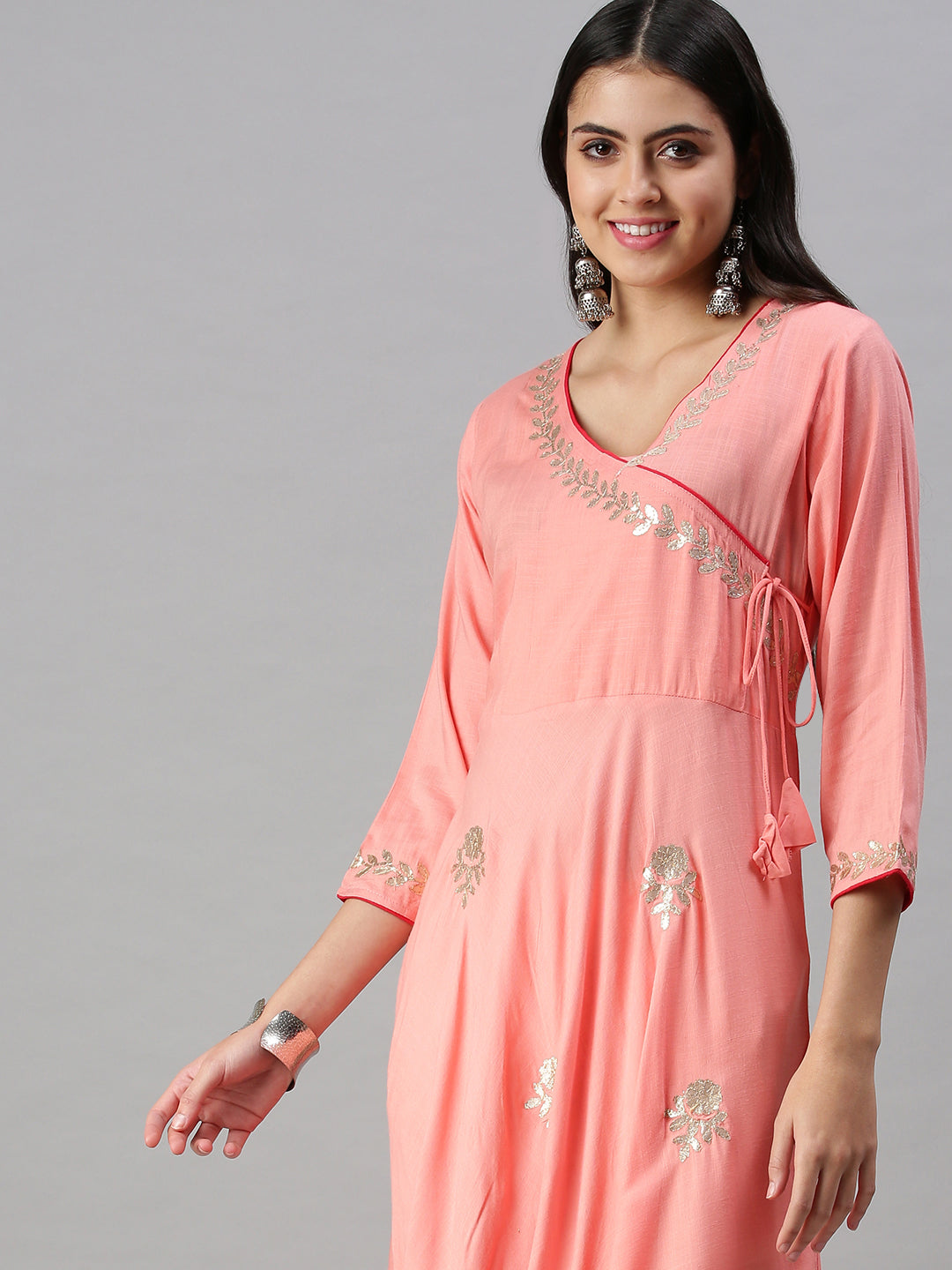 Women's Pink Floral Anarkali Kurta