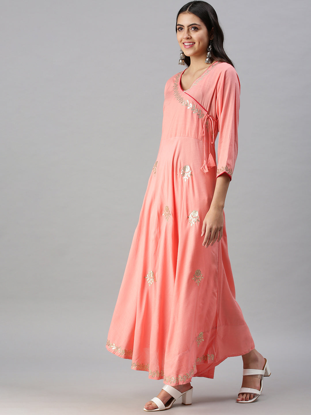 Women's Pink Floral Anarkali Kurta