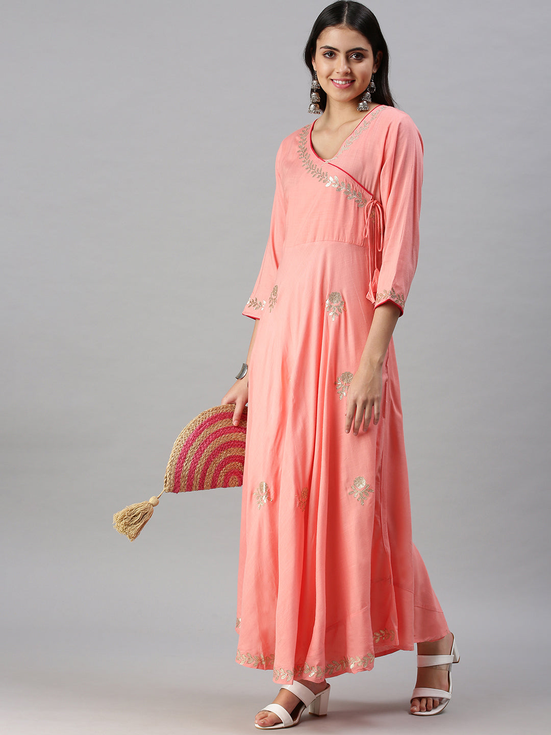 Women's Pink Floral Anarkali Kurta