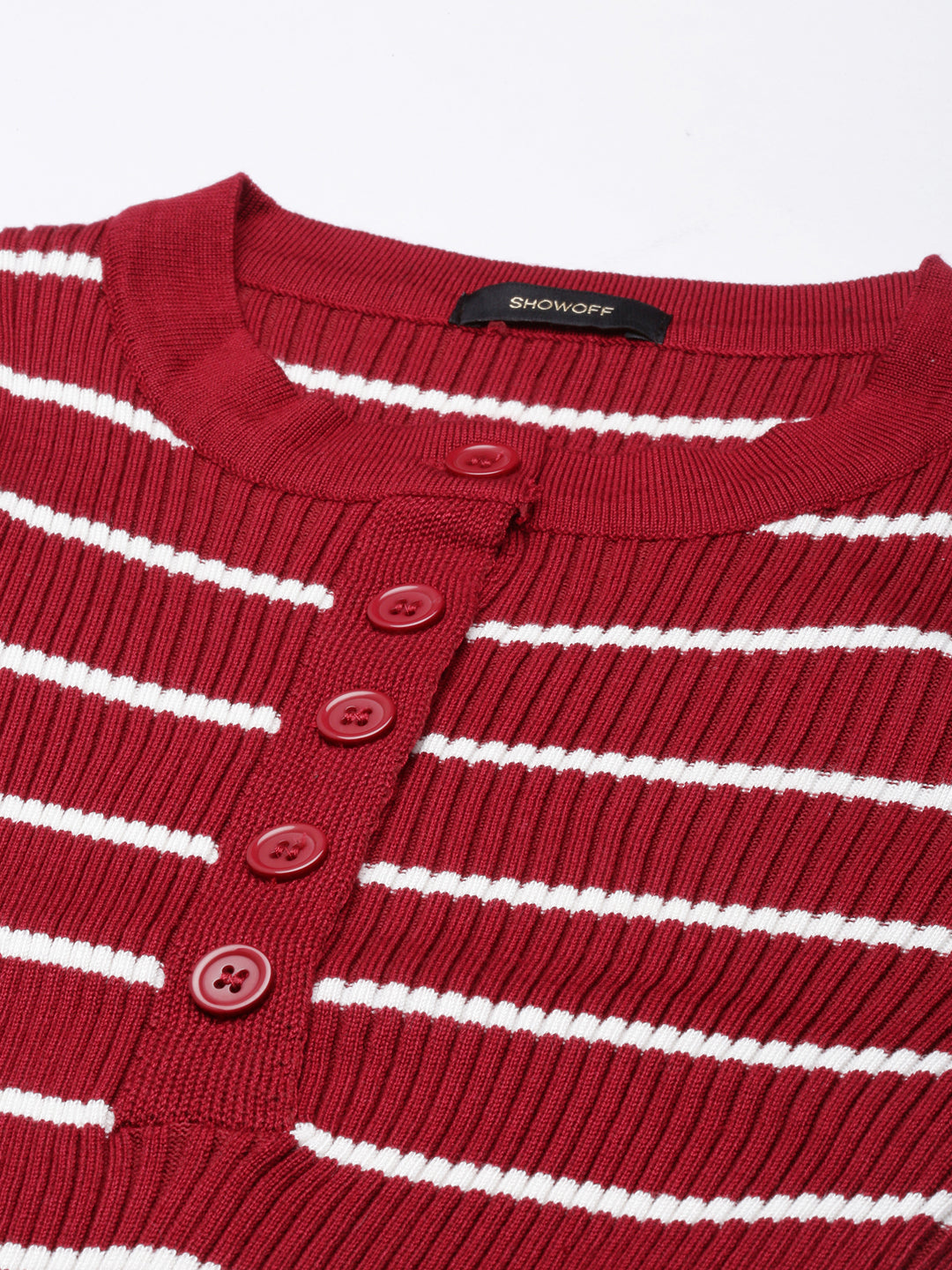 Women's Maroon Horizontal Stripes Top