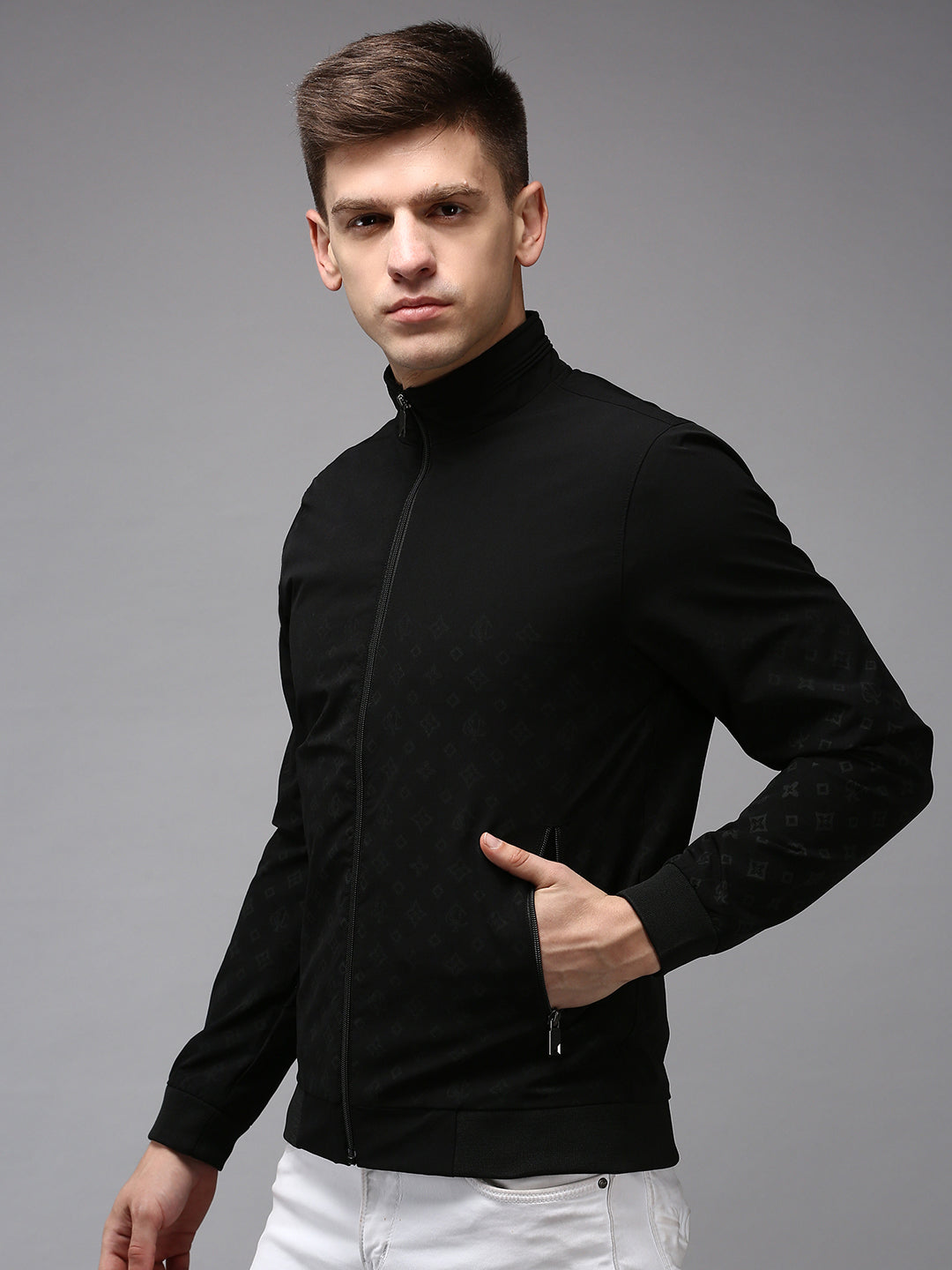 Men Black Solid Jacket