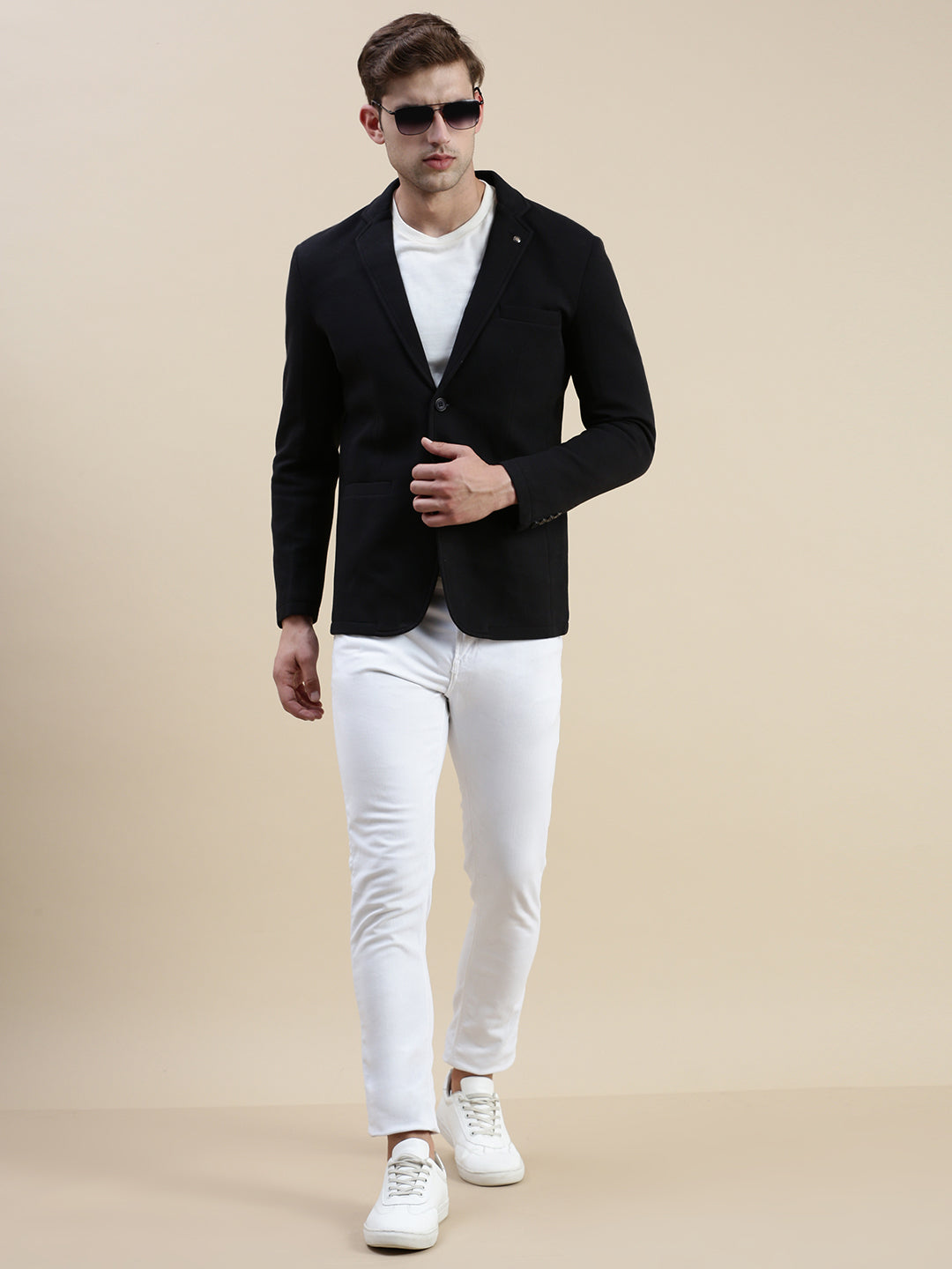 Men Black Solid Casual Blazer