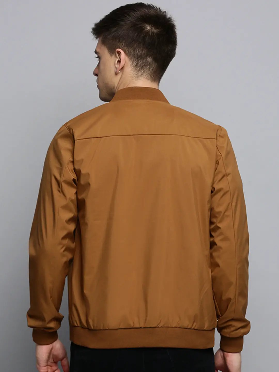 Men's Brown Solid Casual Jacket
