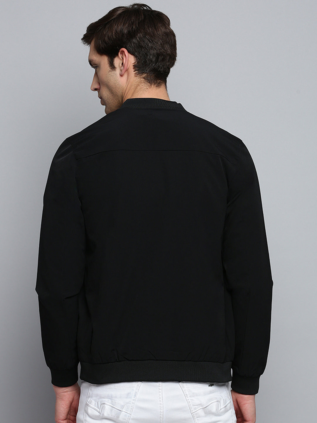 Men Black Solid Casual Jacket