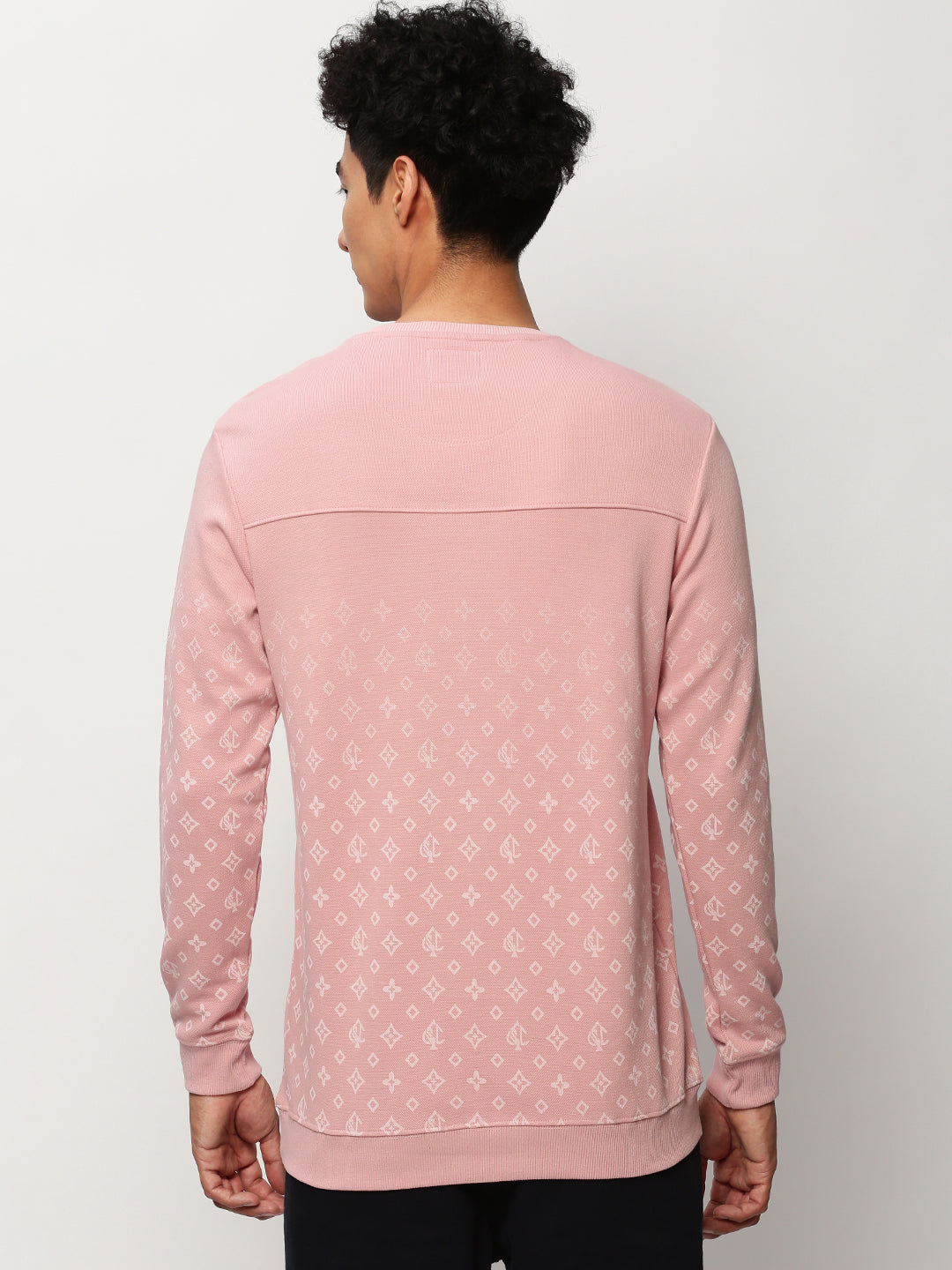 Men Pink Geometrical Casual Sweatshirts