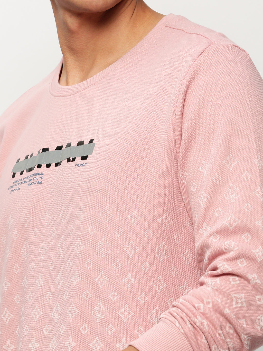 Men Pink Geometrical Casual Sweatshirts