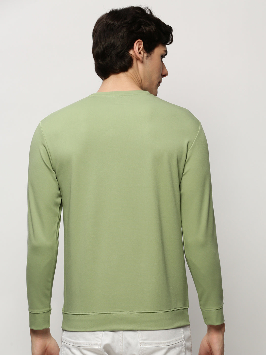 Men Green Graphics Casual Sweatshirts