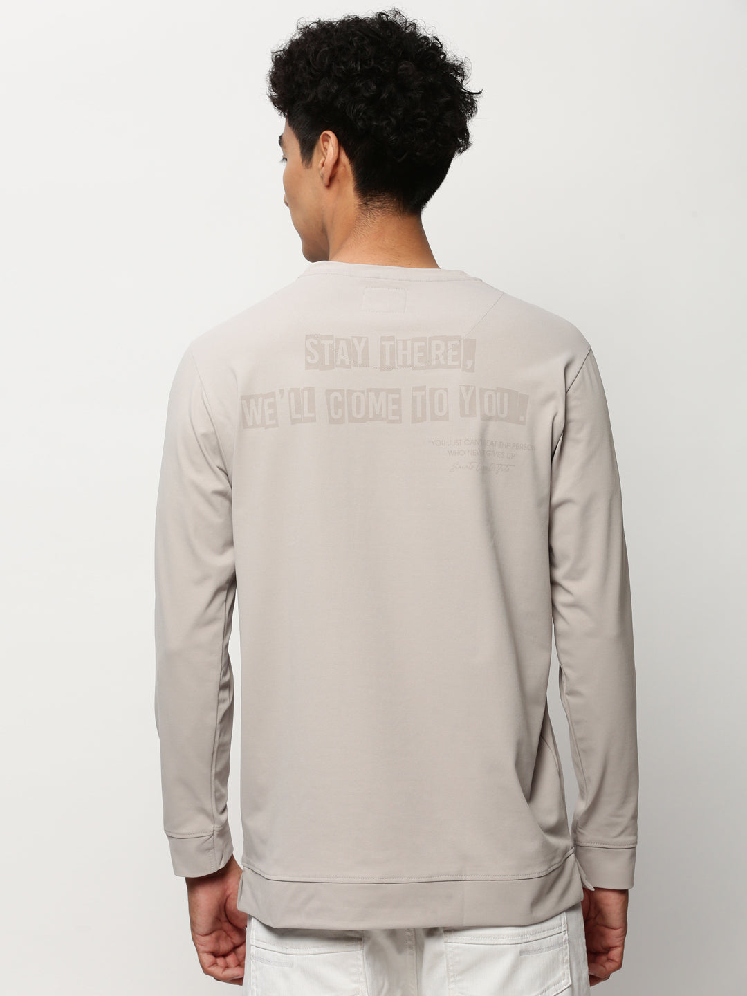 Men Grey Graphics Casual Sweatshirts