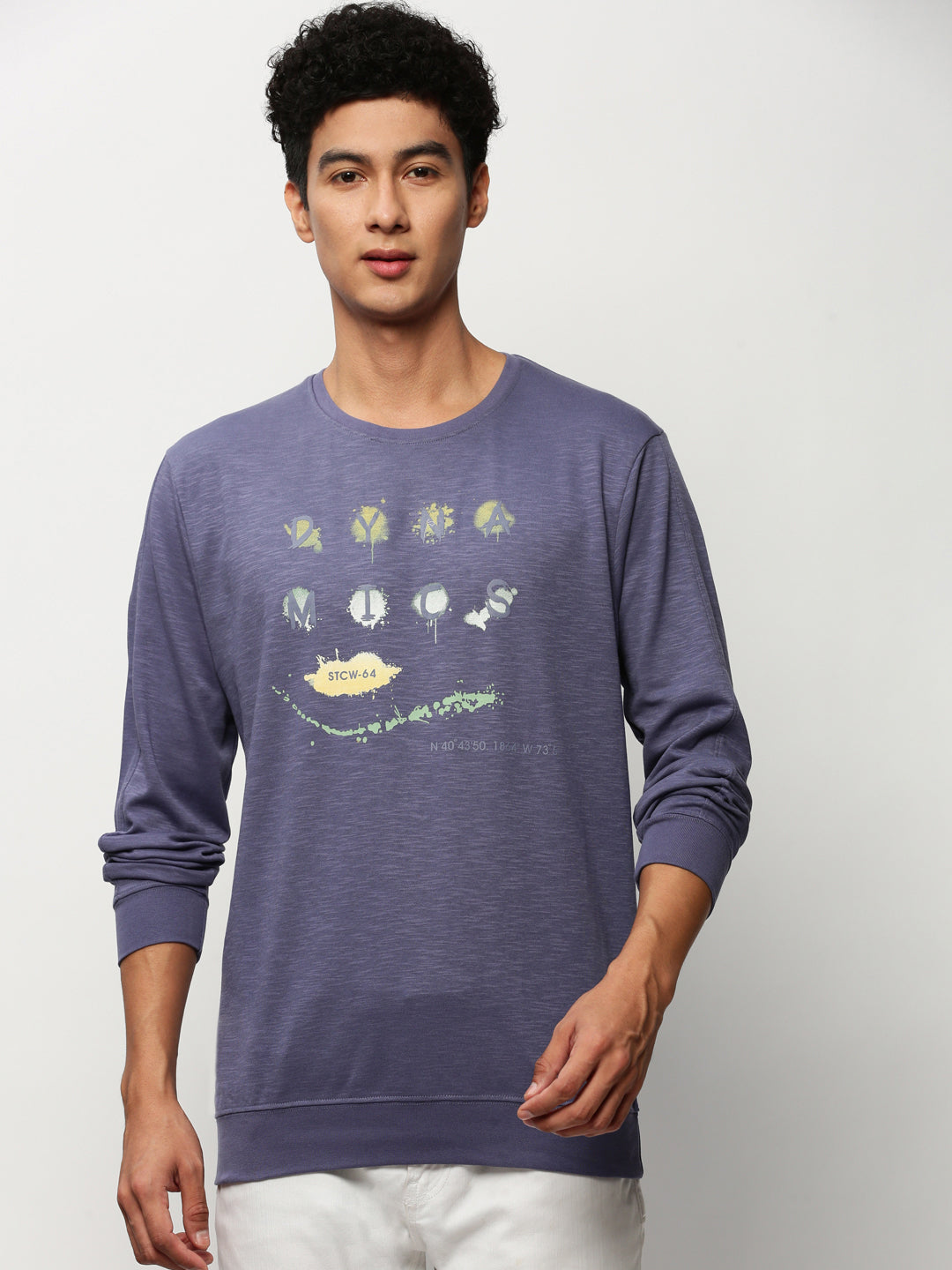 Men Purple Typographic Casual Sweatshirts