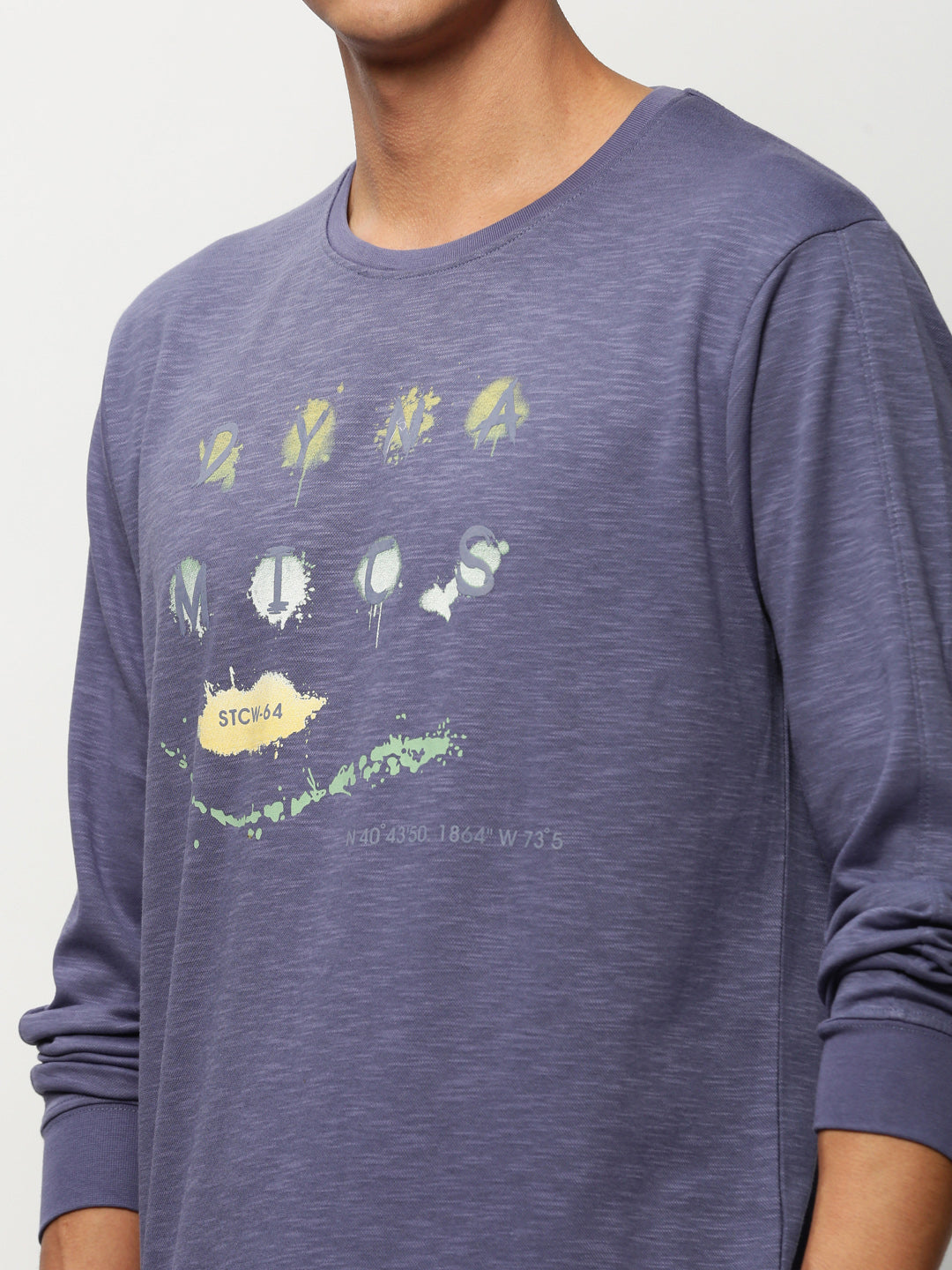 Men Purple Typographic Casual Sweatshirts