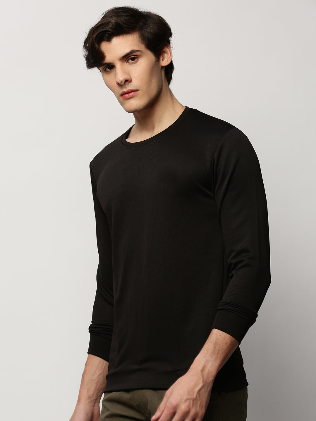 Men Black Solid Casual Sweatshirts