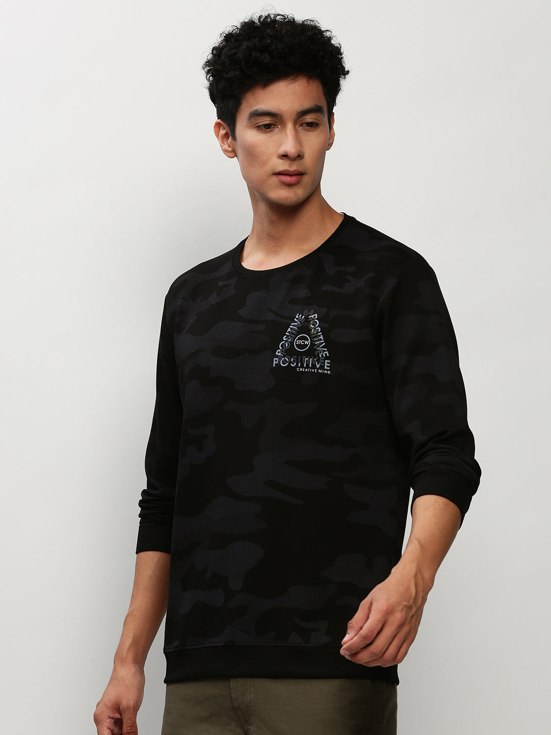 Men Black Camouflage Casual Sweatshirts