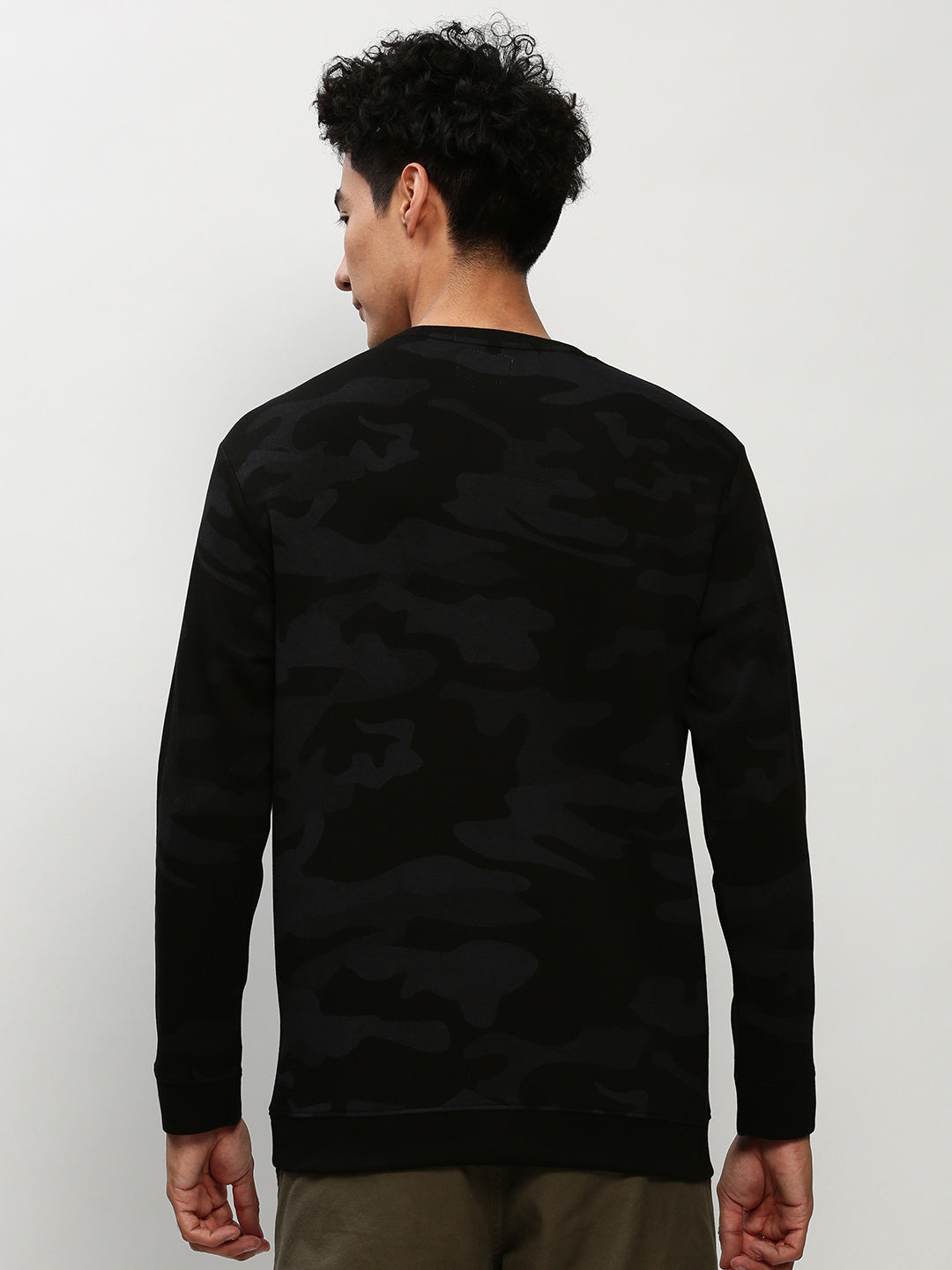 Men Black Camouflage Casual Sweatshirts