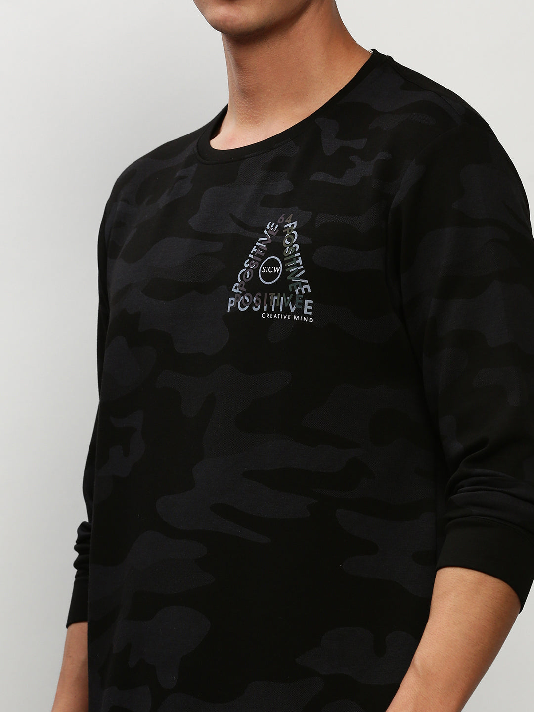 Men Black Camouflage Casual Sweatshirts