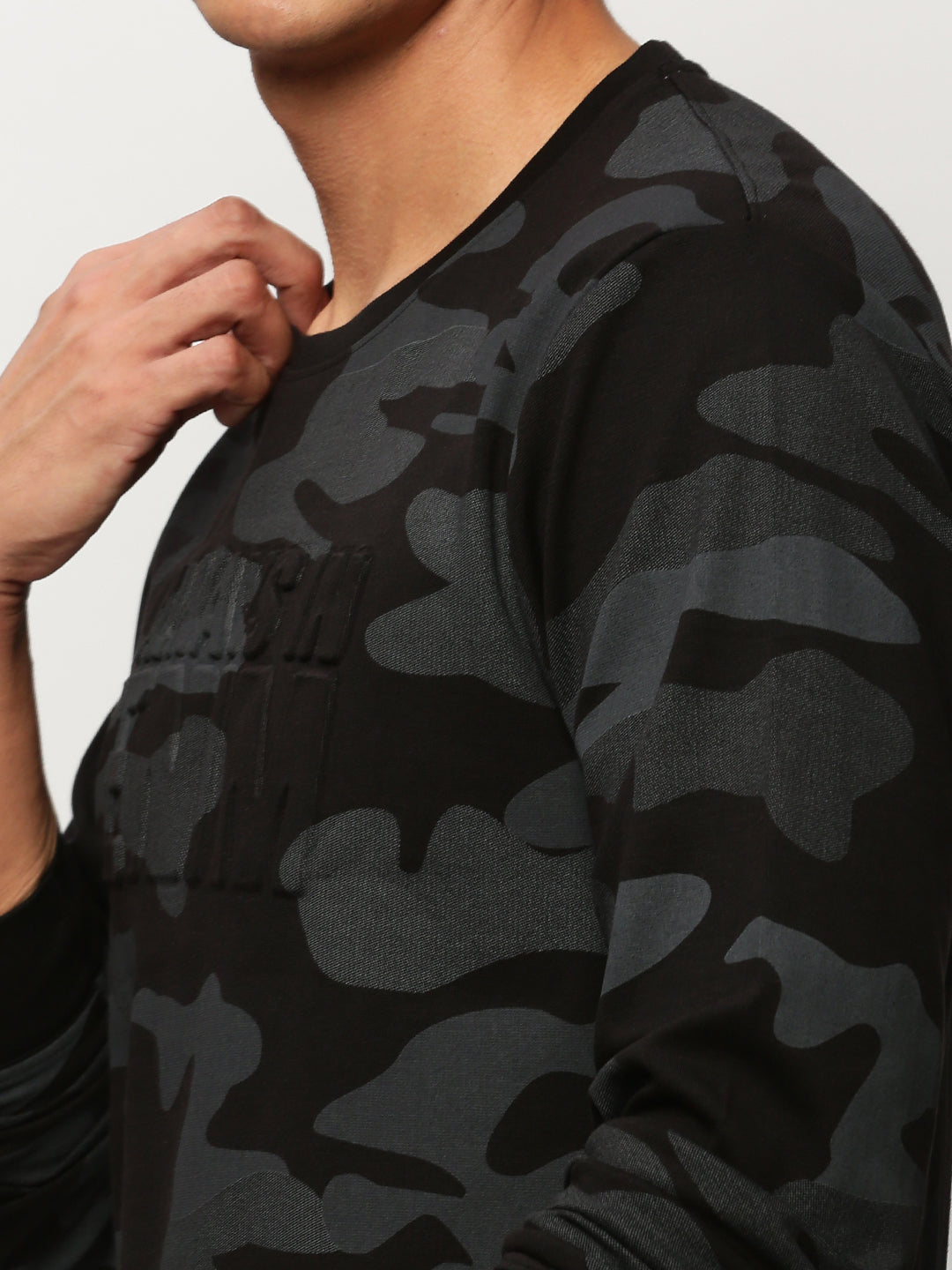 Men Black Camouflage Casual Sweatshirts