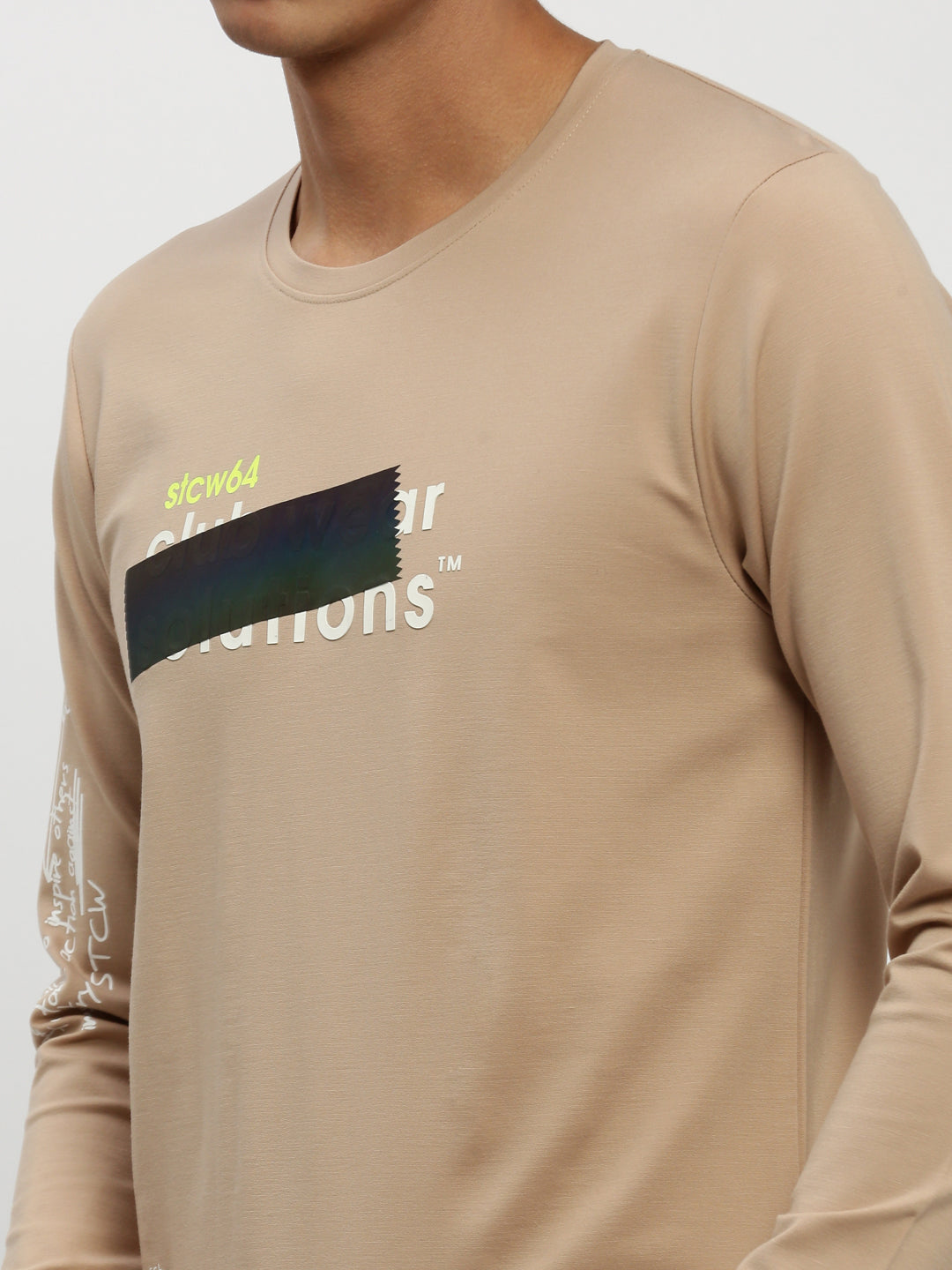 Men Beige Typographic Sweatshirt