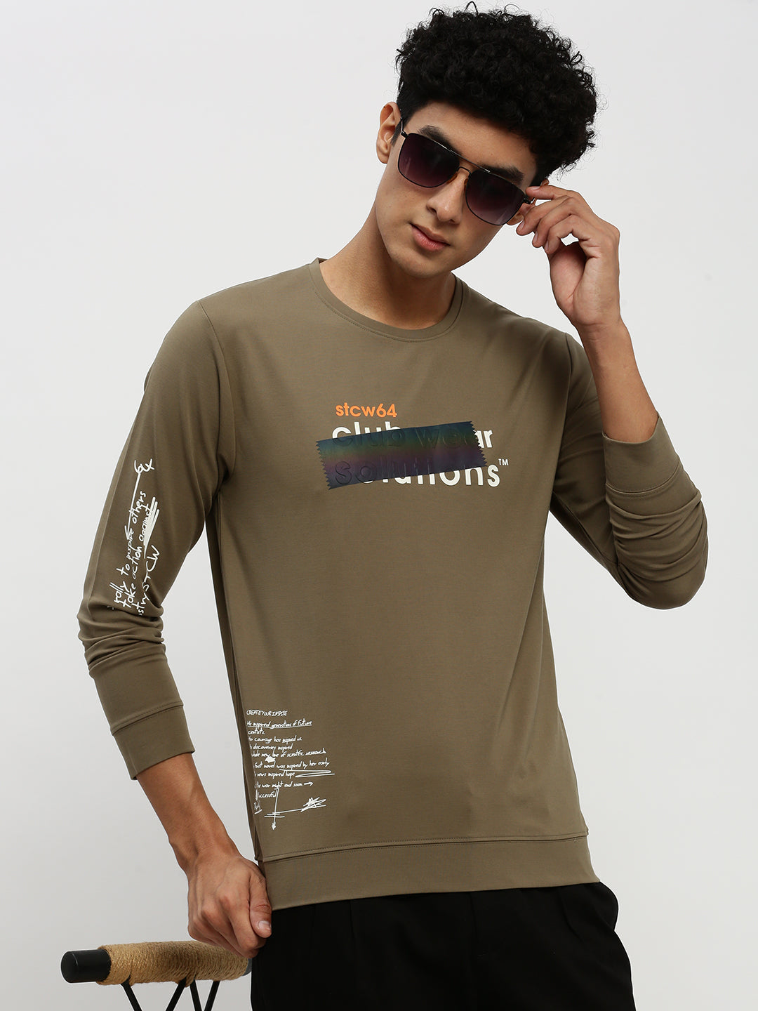 Men Green Typographic Sweatshirt