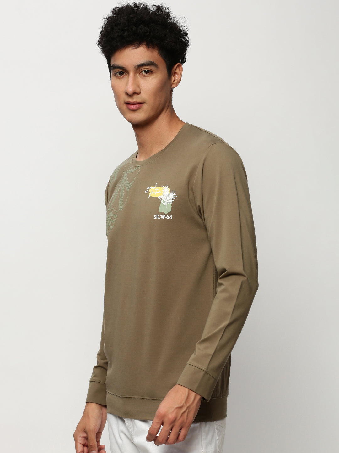 Men Green Graphics Casual Sweatshirts