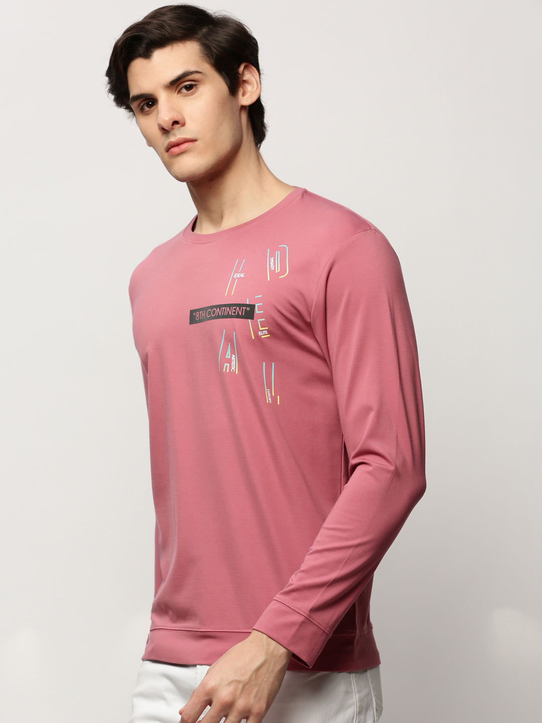 Men Mauve Graphics Casual Sweatshirts