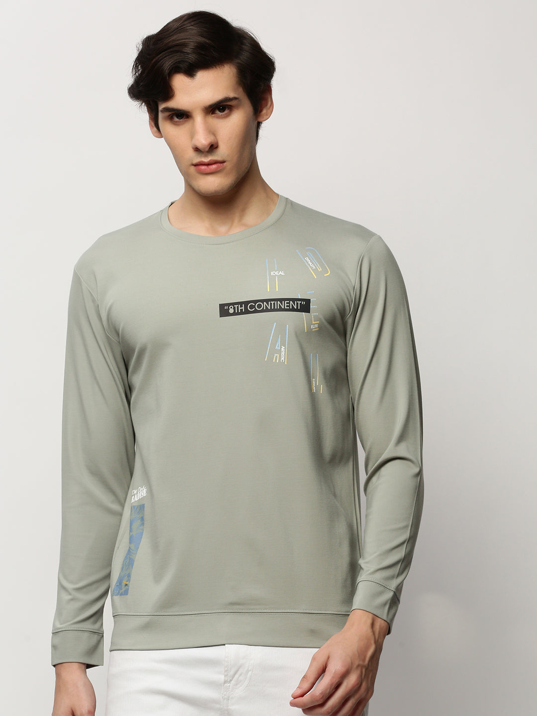 Men Green Graphics Casual Sweatshirts