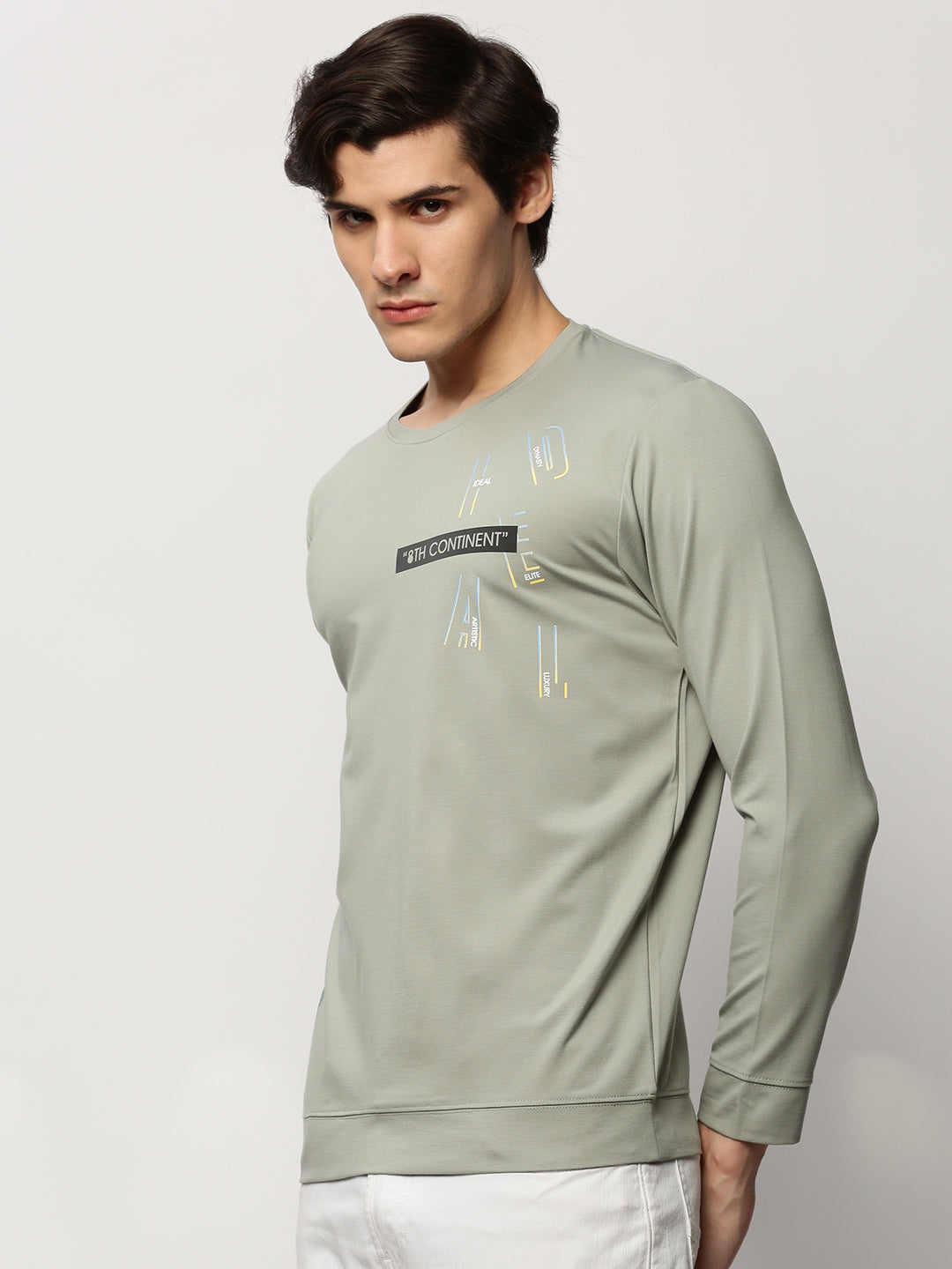 Men Green Graphics Casual Sweatshirts