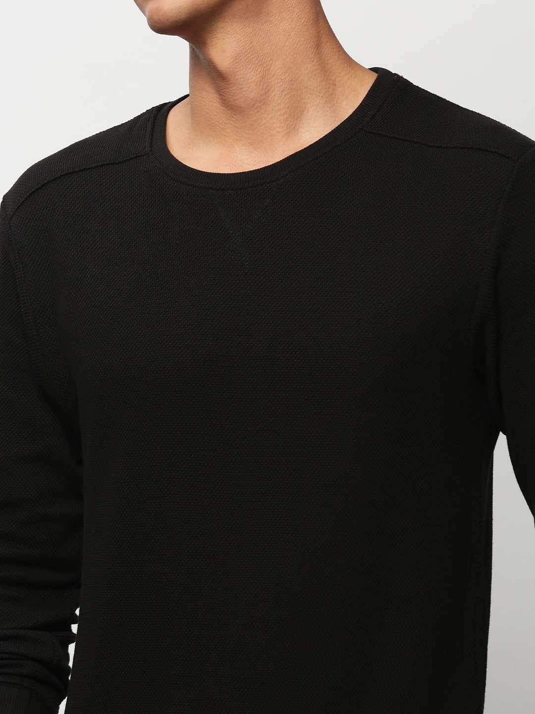 Men Black Solid Casual Sweatshirts