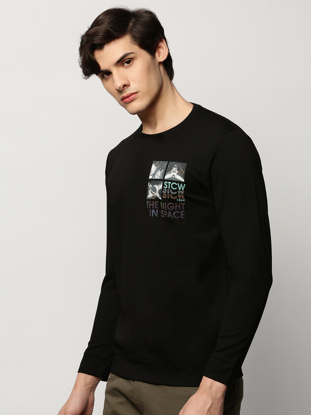 Men Black Graphics Casual Sweatshirts