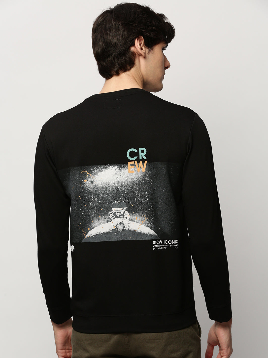 Men Black Graphics Casual Sweatshirts