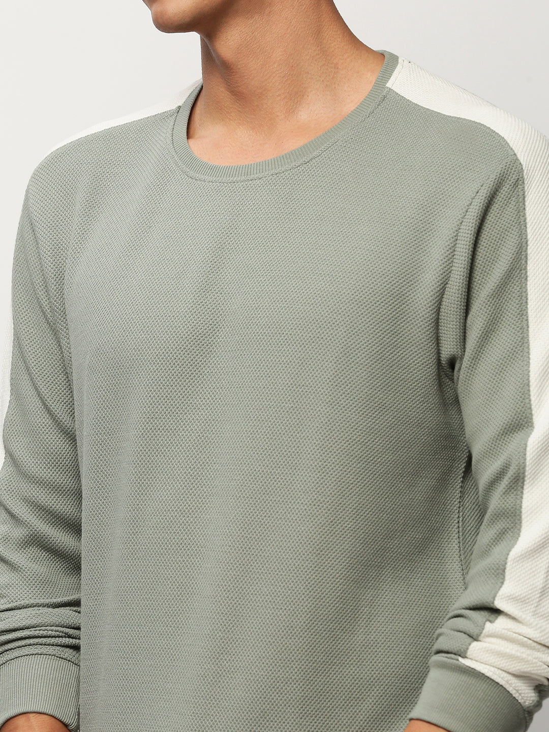 Men Green Solid Casual Sweatshirts