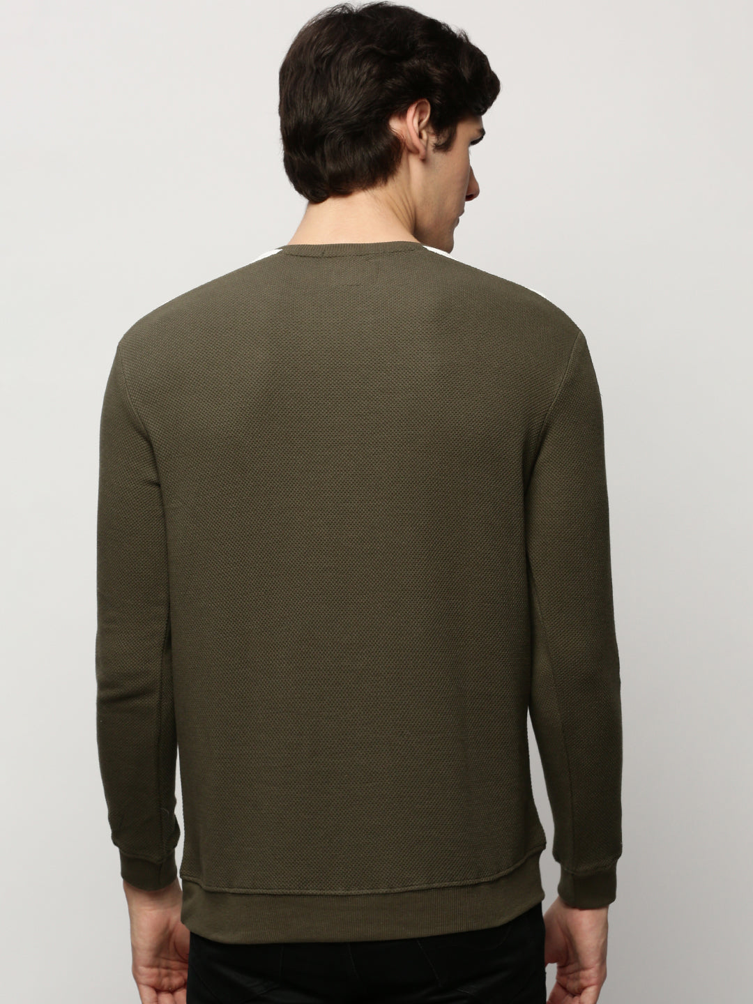 Men Green Solid Casual Sweatshirts