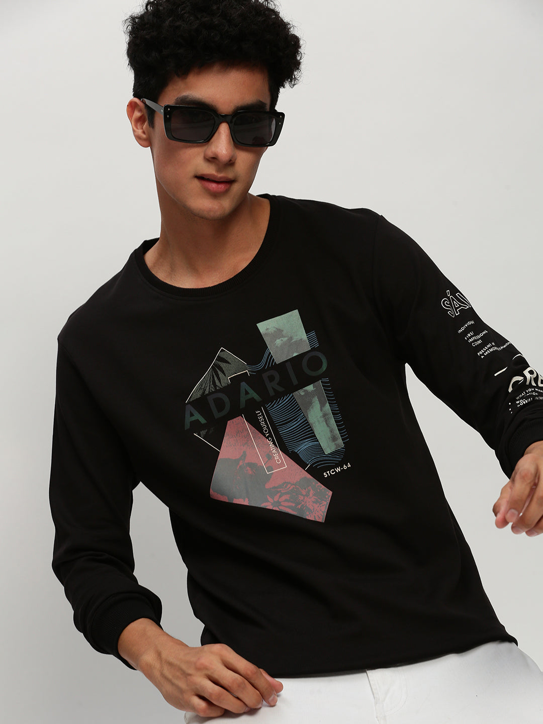 Men Black Graphics Casual Sweatshirts