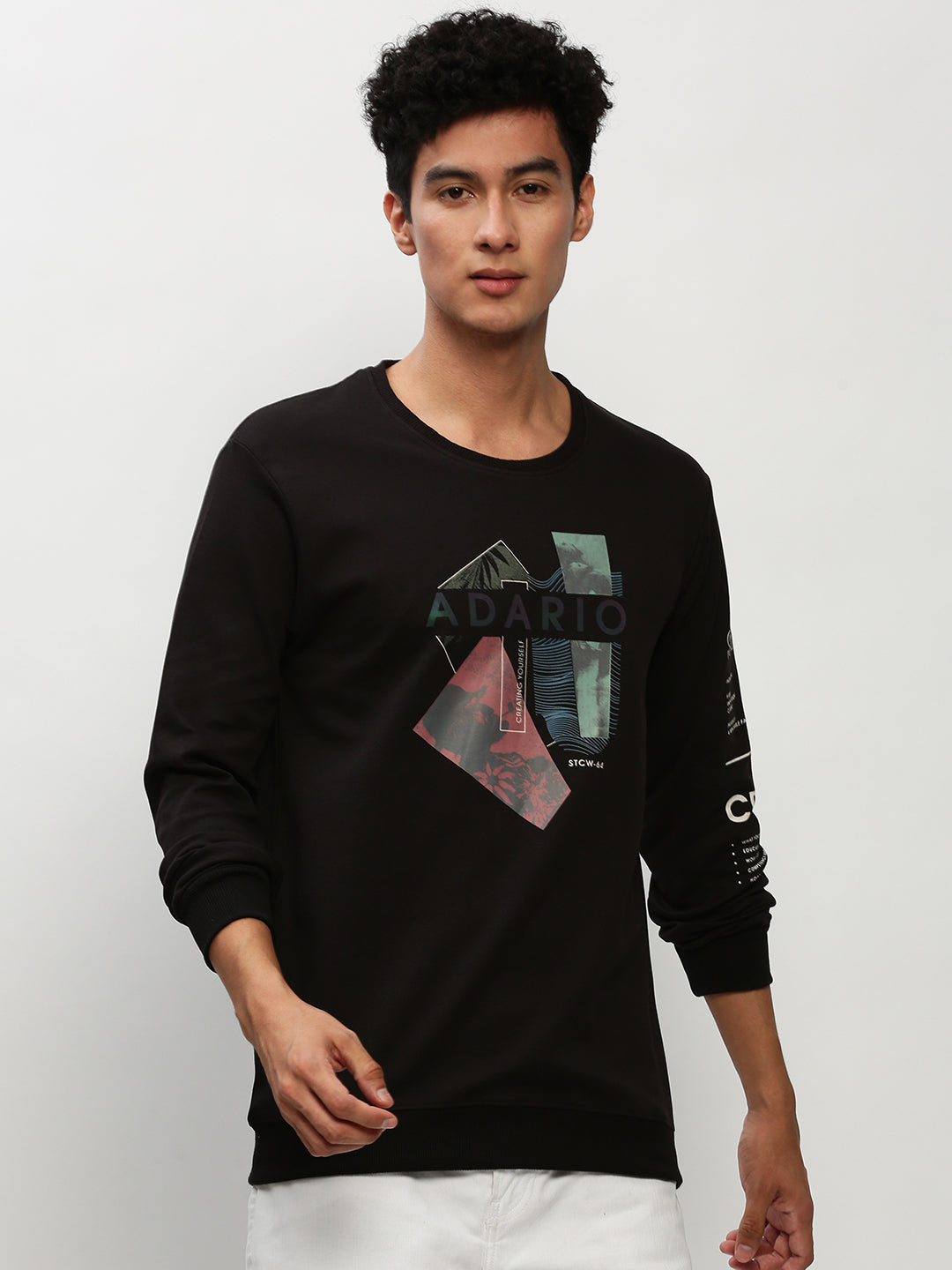 Men Black Graphics Casual Sweatshirts