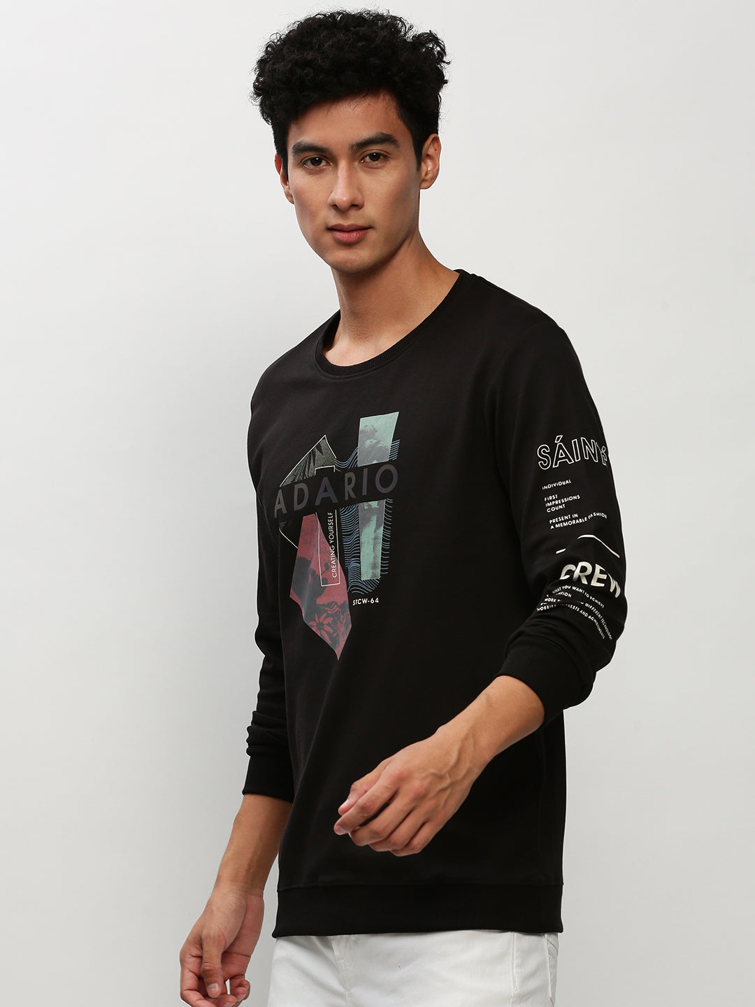 Men Black Graphics Casual Sweatshirts