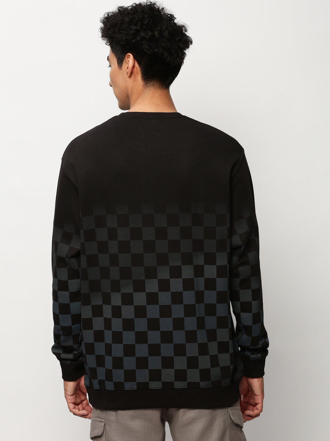 Men Black Geometrical Casual Sweatshirts