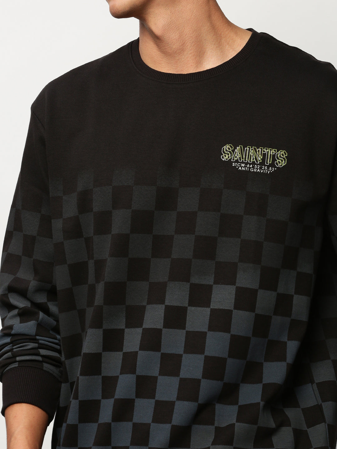 Men Black Geometrical Casual Sweatshirts