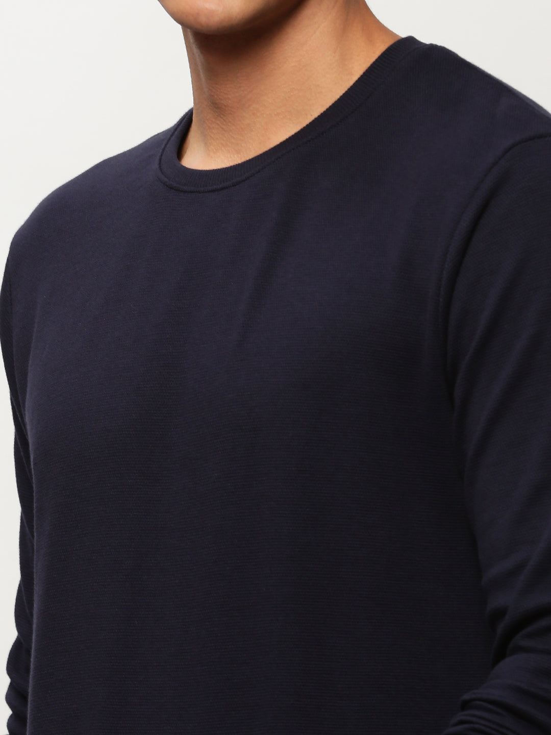 Men Blue Solid Casual Sweatshirts