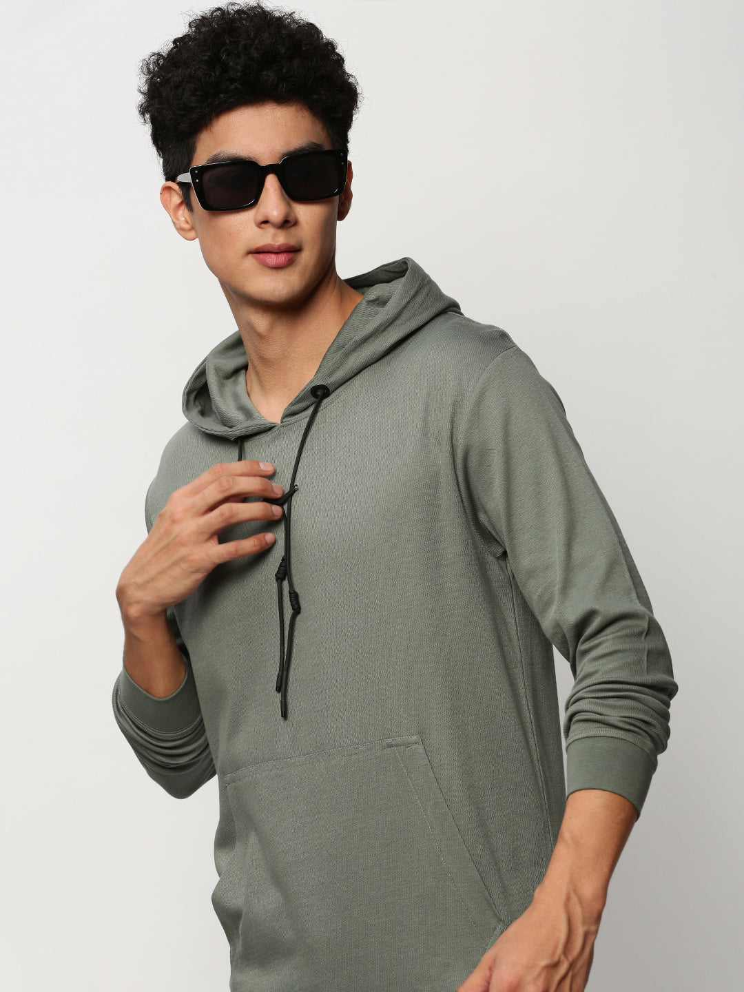 Men Grey Solid Casual Sweatshirts