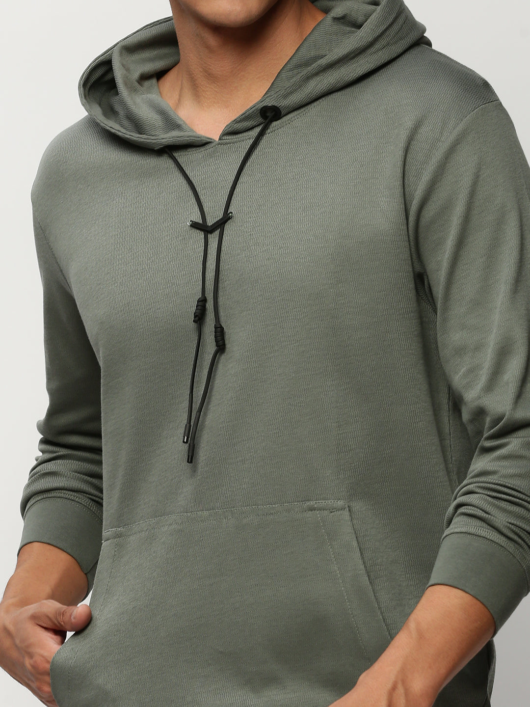 Men Grey Solid Casual Sweatshirts