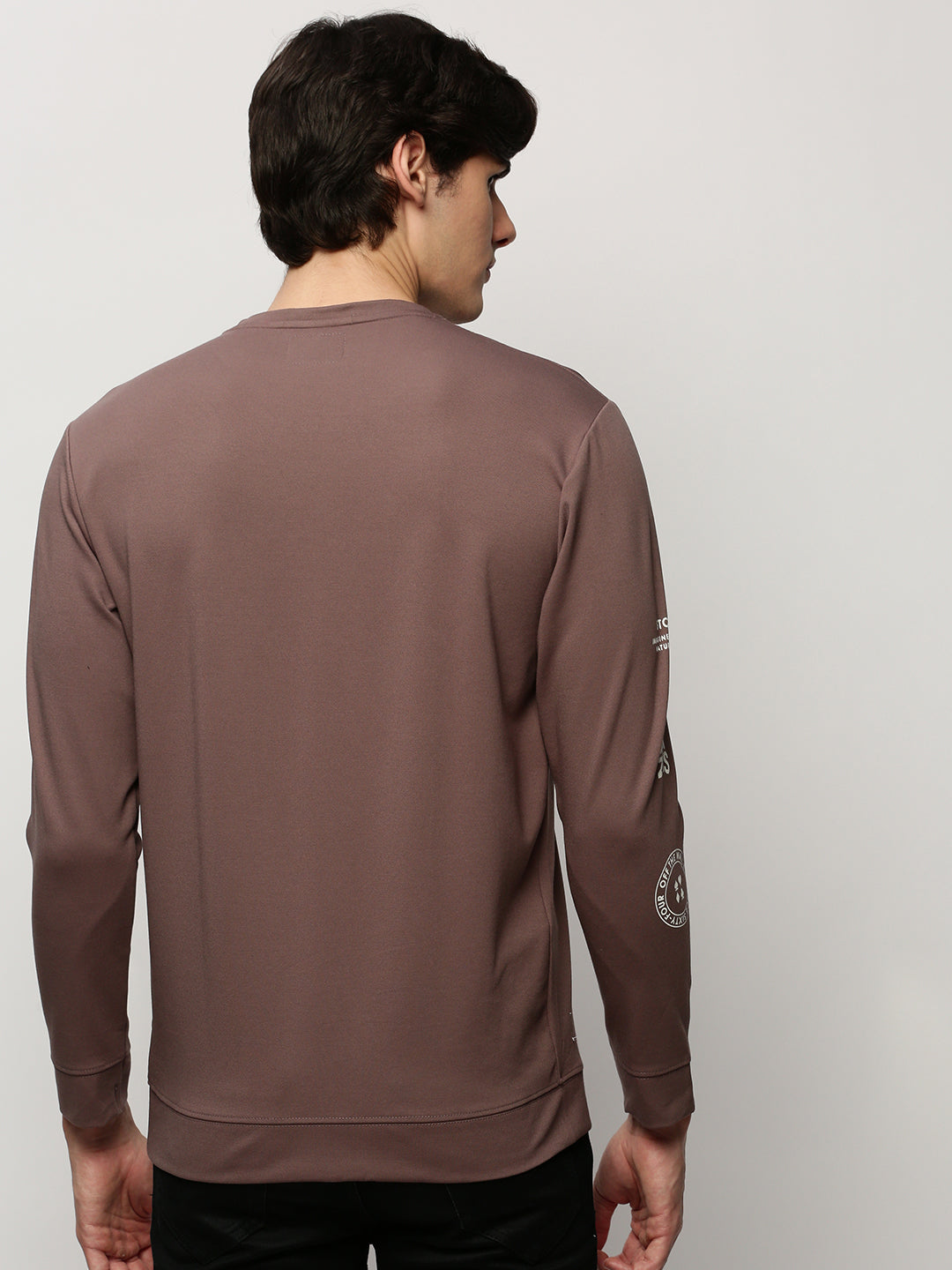 Men Brown Graphics Casual Sweatshirts