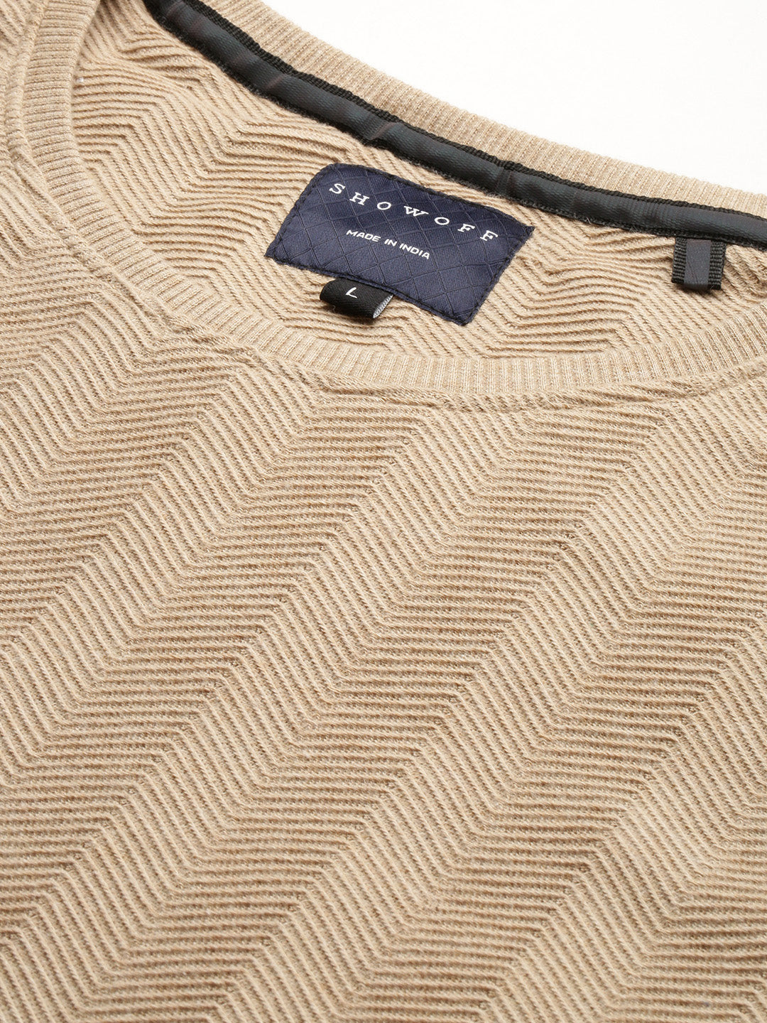 Men Beige Chevron Casual Sweatshirts