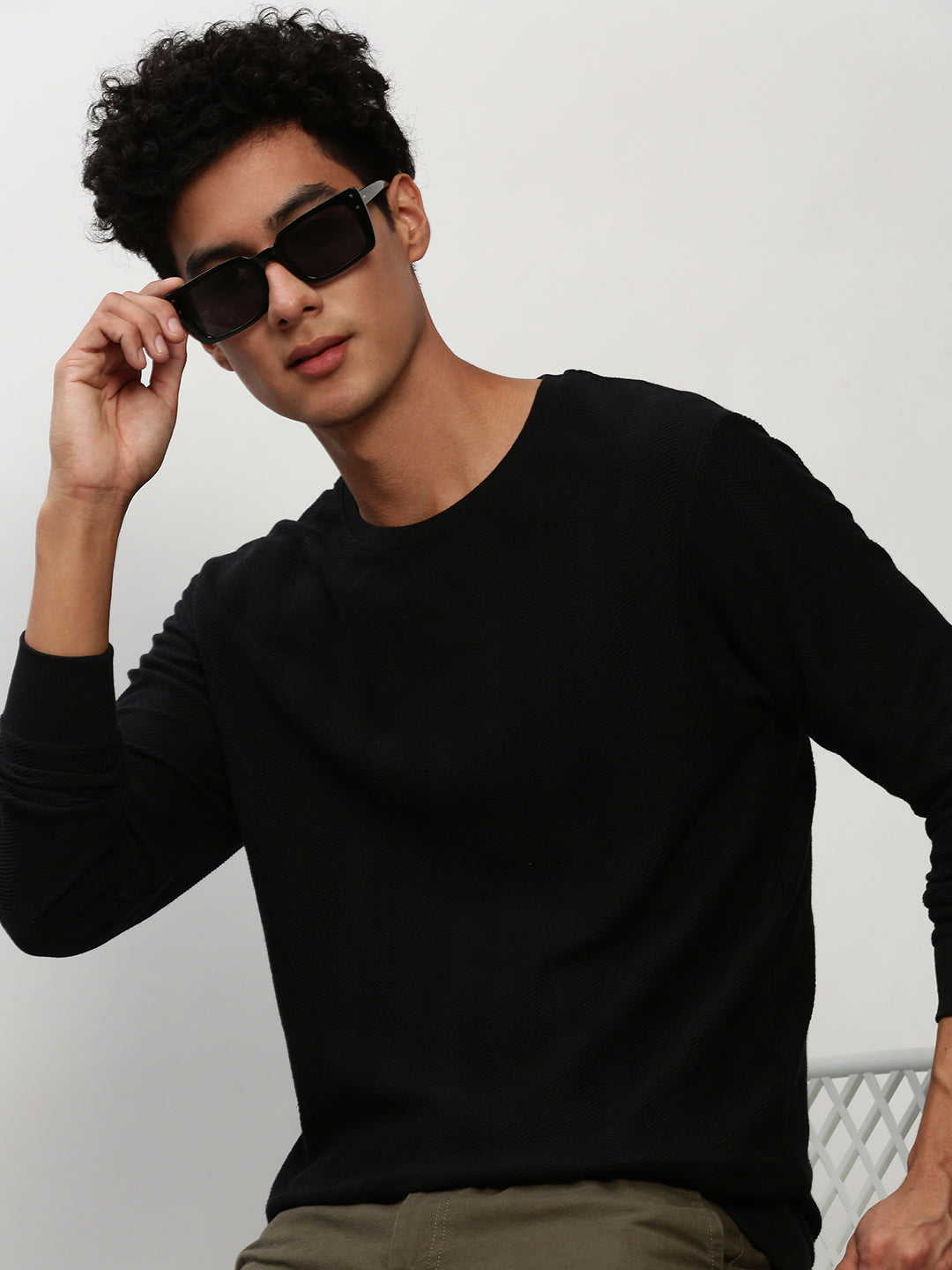 Men Black Chevron Casual Sweatshirts