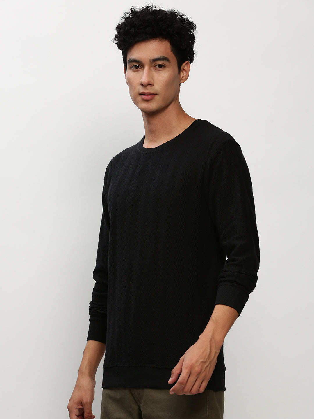 Men Black Chevron Casual Sweatshirts