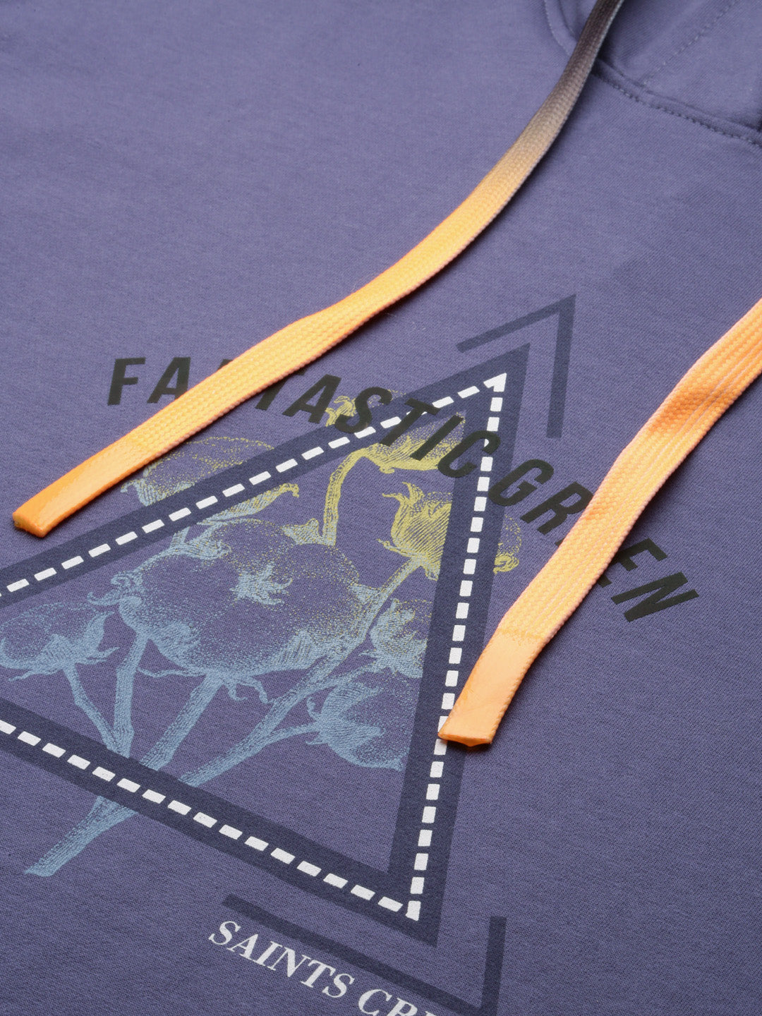 Men's Purple Graphic Printed Hooded Pullover Cotton Sweatshirt