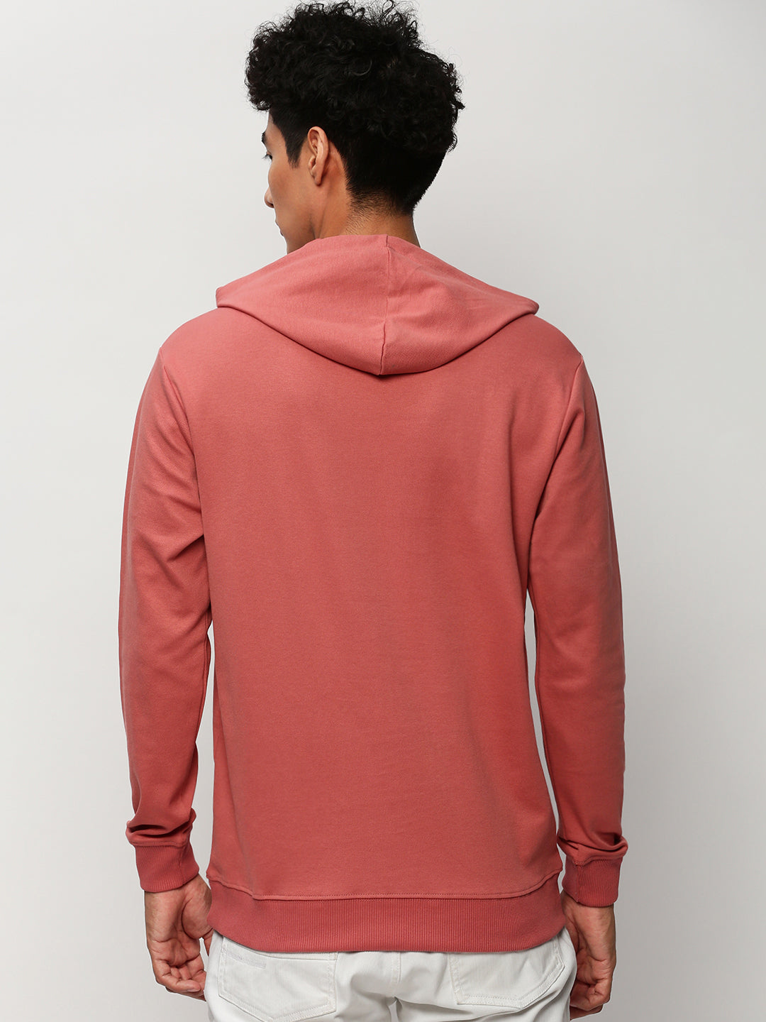 Men Peach Graphics Casual Sweatshirts