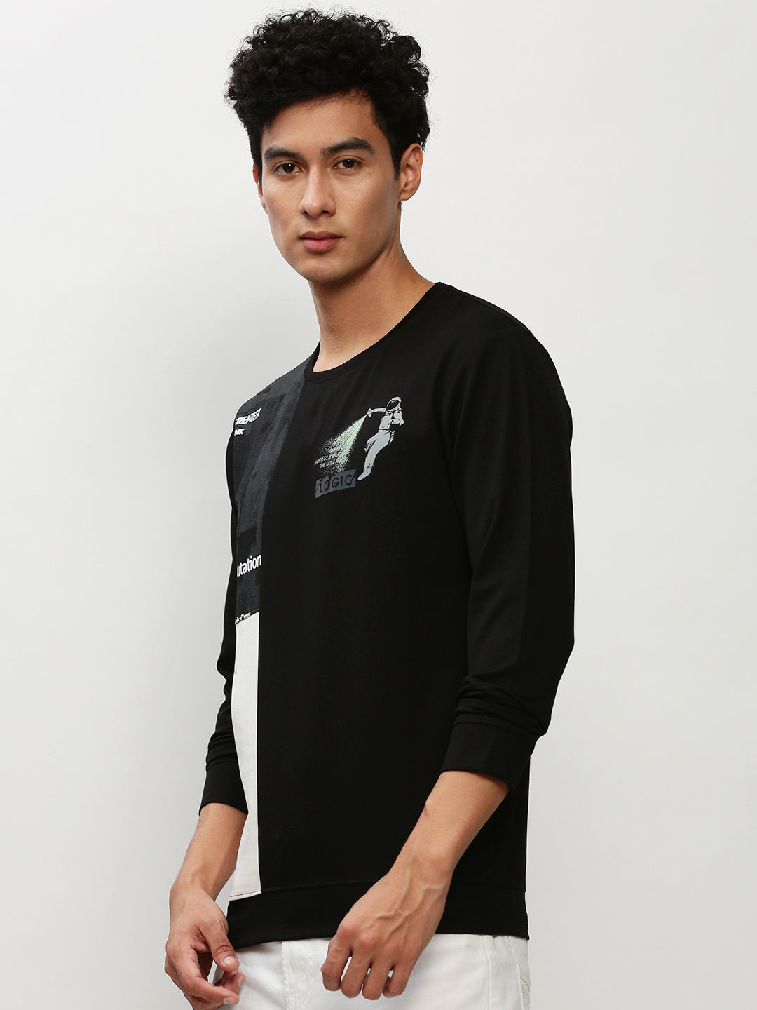 Men Black Graphics Casual Sweatshirts