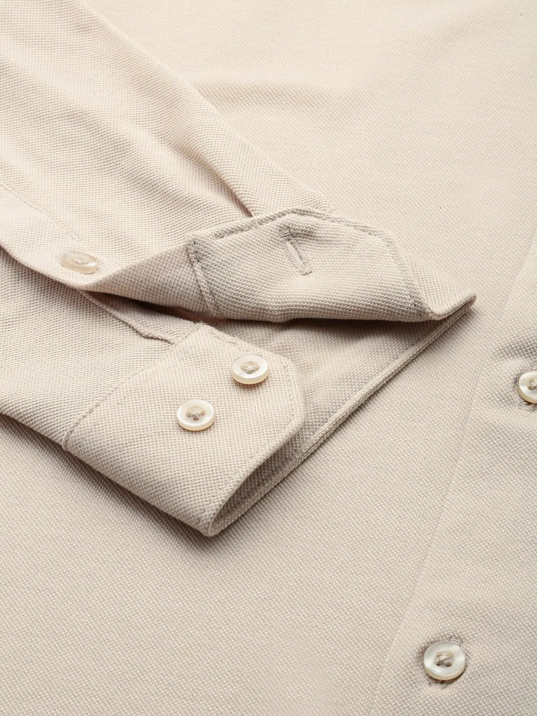 Men's Beige Solid Casual Shirt